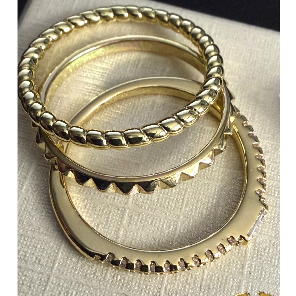 Fibo Steel Stacking Ring Set Gold Tone 3pc Size 6